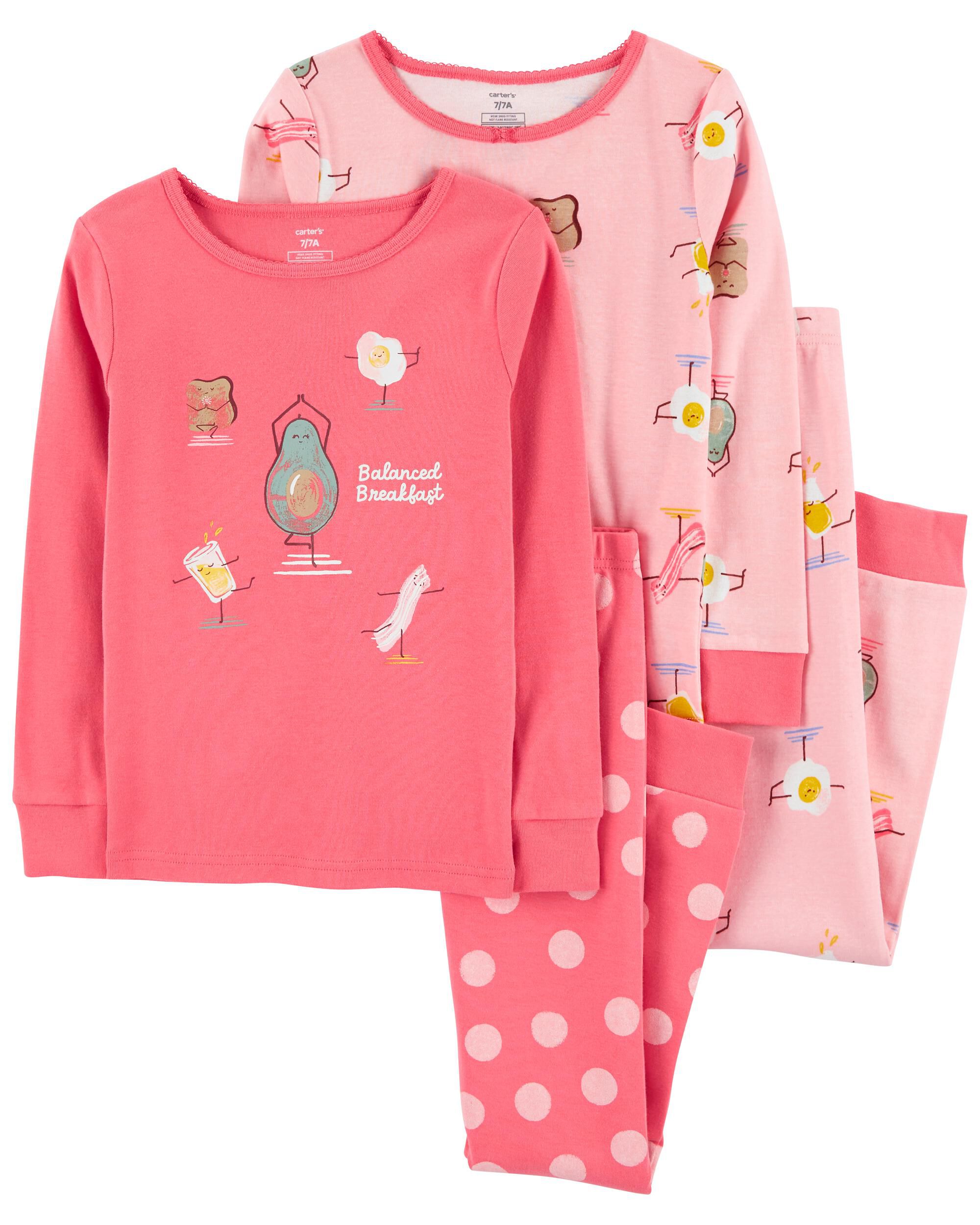 4-Piece Breakfast 100% Snug Fit Cotton PJs