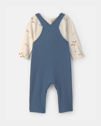 Baby Boy 2-Piece Safari Overall Set - Blue/Cream, 