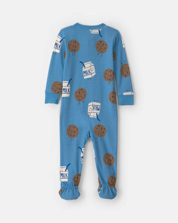 Tout-petit gar&ccedil;on - Pyjama ajust&eacute; 1 pi&egrave;ce en 100 % coton &agrave; motif lait et biscuits - Bleu, 