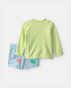 Baby Boy 2-Piece Dinosaur Rashguard Swimsuit Set - Green, image 3 of 7 slides