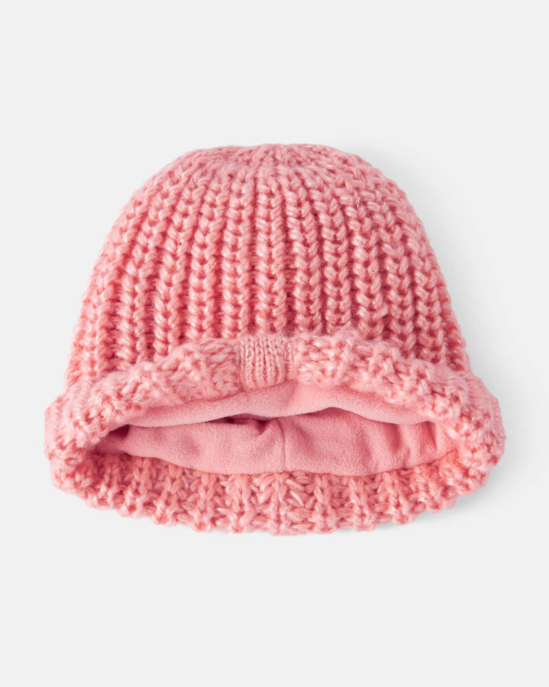 Baby Girl Winter Hat & Mittens Set - Pink, image 2 of 3 slides
