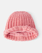 Baby Girl Winter Hat & Mittens Set - Pink, image 2 of 3 slides
