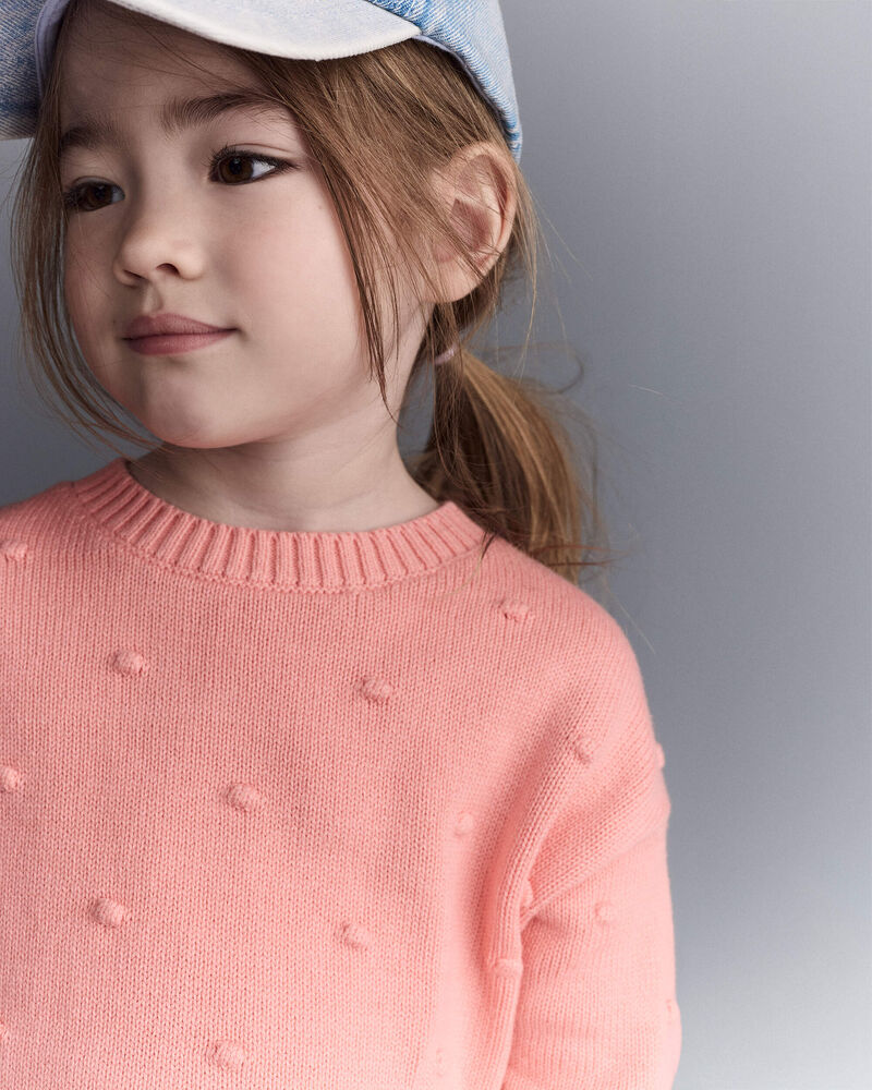 Tout-petit fille - Chandail &agrave; points popcorn - Corail, image 4 sur 6 diapositives