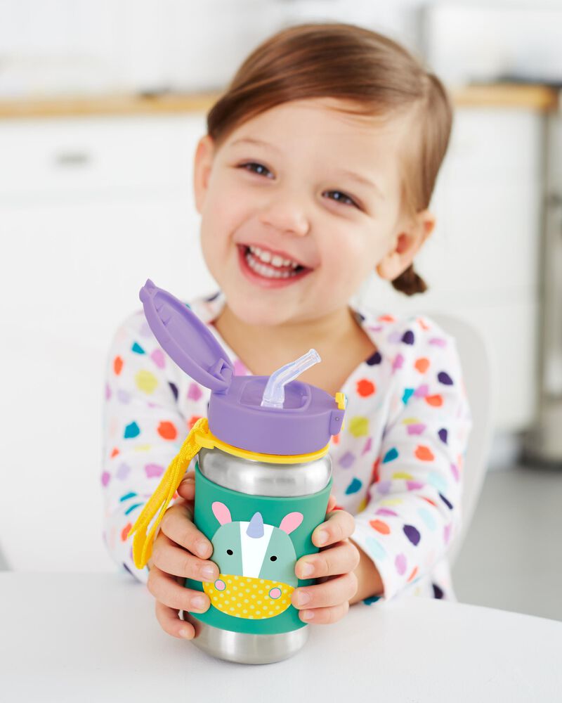 Bouteille en acier inoxydable avec paille Zoo pour tout-petit, image 5 sur 7 diapositives