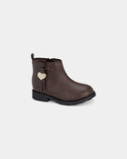 Girls Heart Charm Boots - Brown, image 1 of 6 slides