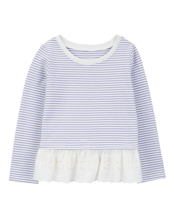 Toddler Striped French Terry Sweater - Blue, 