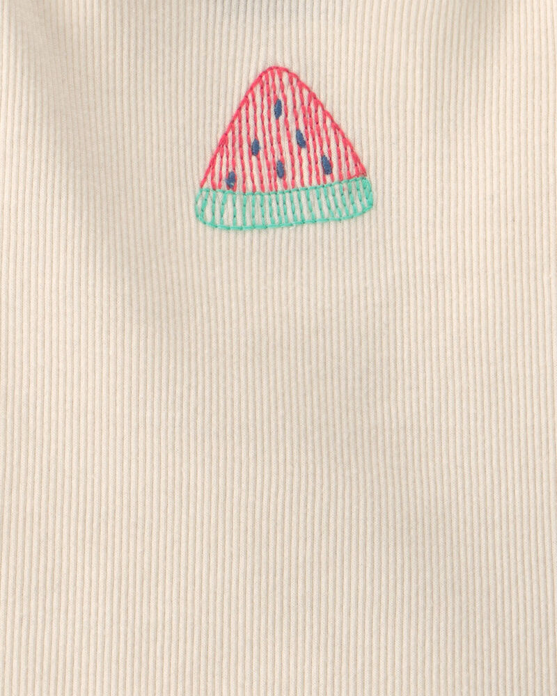 Baby Girl Watermelon Ribbed Tank Top - Cream, image 2 of 3 slides