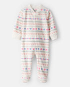 Baby Girl Fair Isle Fleece Long-Sleeve Loose Fit Sleeper, image 1 of 4 slides