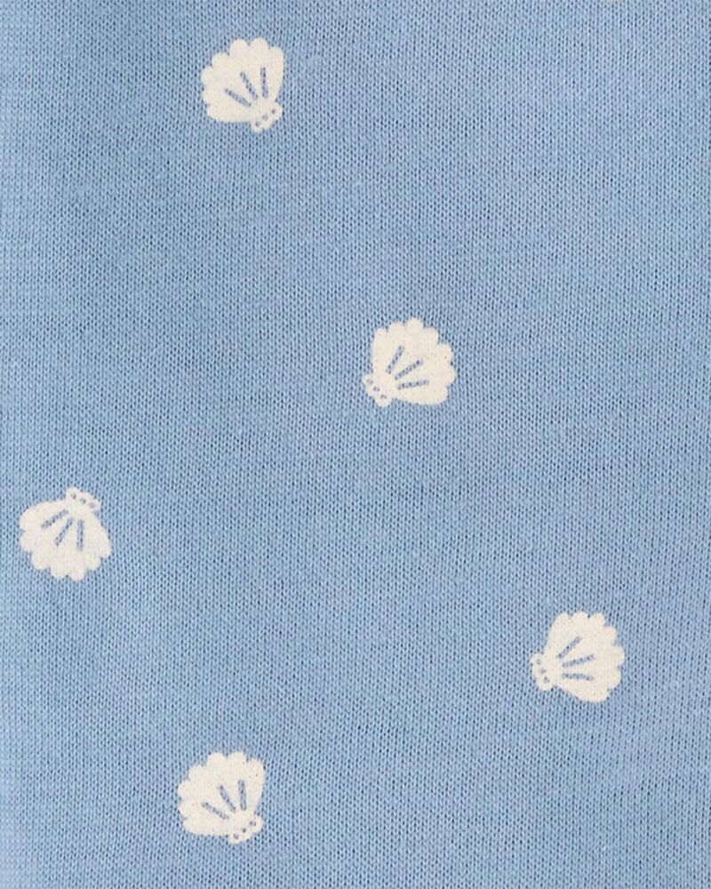 Baby Girl Shell Cotton Romper - Blue, image 2 of 3 slides