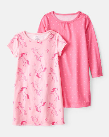 Kid 2-Pack Unicorn Hearts Nightgowns, 