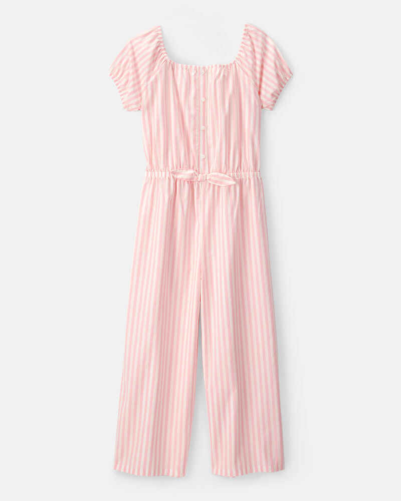 Girls Striped Jumpsuit - Pink/Ivory, image 1 of 3 slides