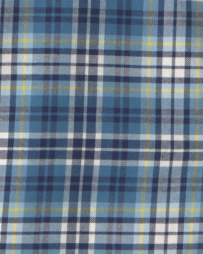 Boys Plaid Long-Sleeve Button-Down Shirt - Blue, image 2 of 3 slides