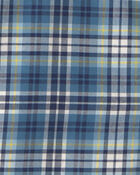 Boys Plaid Long-Sleeve Button-Down Shirt - Blue, image 2 of 3 slides