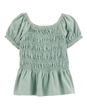 Toddler Short-Sleeve Smocked Top - Green, 