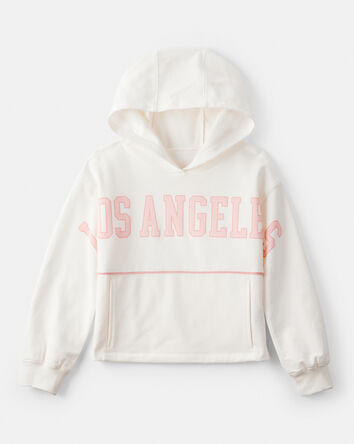 Filles - Chandail &agrave; capuchon en coton &agrave; manches longues imprim&eacute; Los Angeles - Cr&egrave;me, 