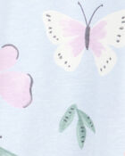 Baby Girl Butterfly 2-Way Zipper Cotton Sleeper, image 2 of 3 slides