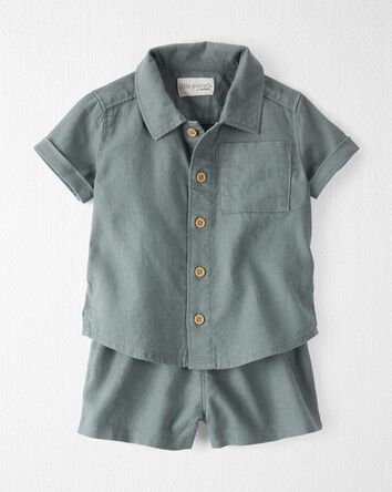 2-Piece Button-Front Shirt and Shorts Set Made with LENZING™ ECOVERO™ and Linen
, 