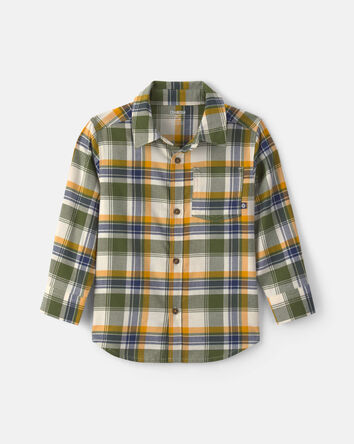 Chemise boutonn&eacute;e manches longues &agrave; carreaux pour tout-petit, 