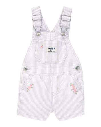 Baby Floral Striped Shortalls - Purple, 