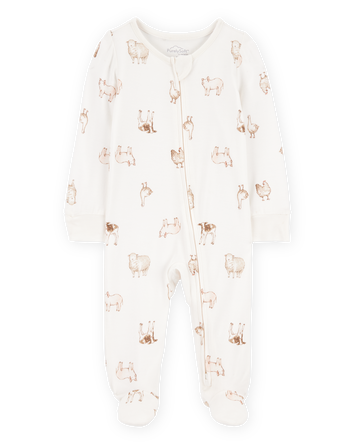 Baby Animal Print Zip-Up PurelySoft Sleeper Pyjamas, 