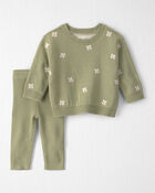 Baby Girl 2-Piece Organic Cotton Sweater Knit Top & Pant Set, image 1 of 4 slides