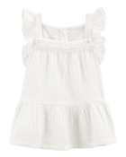 Toddler Gauze Crotchet Knit Tank - Ivory, image 1 of 3 slides