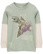 Kid Dinosaur Cotton Blend Long-Sleeve Tee - Green, image 3 of 5 slides
