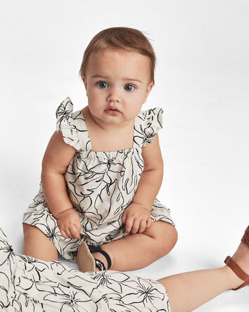 Baby Girl Floral Dress - Black/Ivory, 