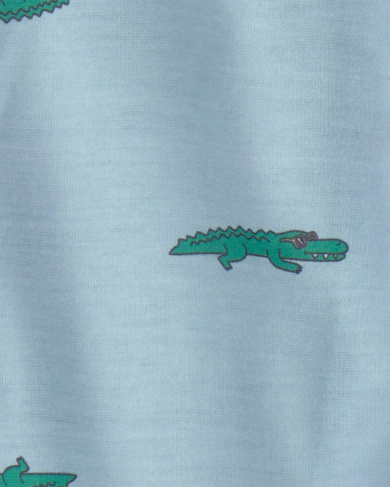 Tout-petit gar&ccedil;on - Pyjama ample 2 pi&egrave;ces &agrave; manches courtes, alligator - Bleu, image 2 sur 2 diapositives