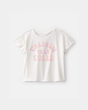 Filles - Haut de sport &laquo;Welcome to My World&raquo; - Blanc, 