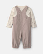 Baby Boy 2-Piece Bear Corduroy Overall Set - Brown, image 2 of 6 slides