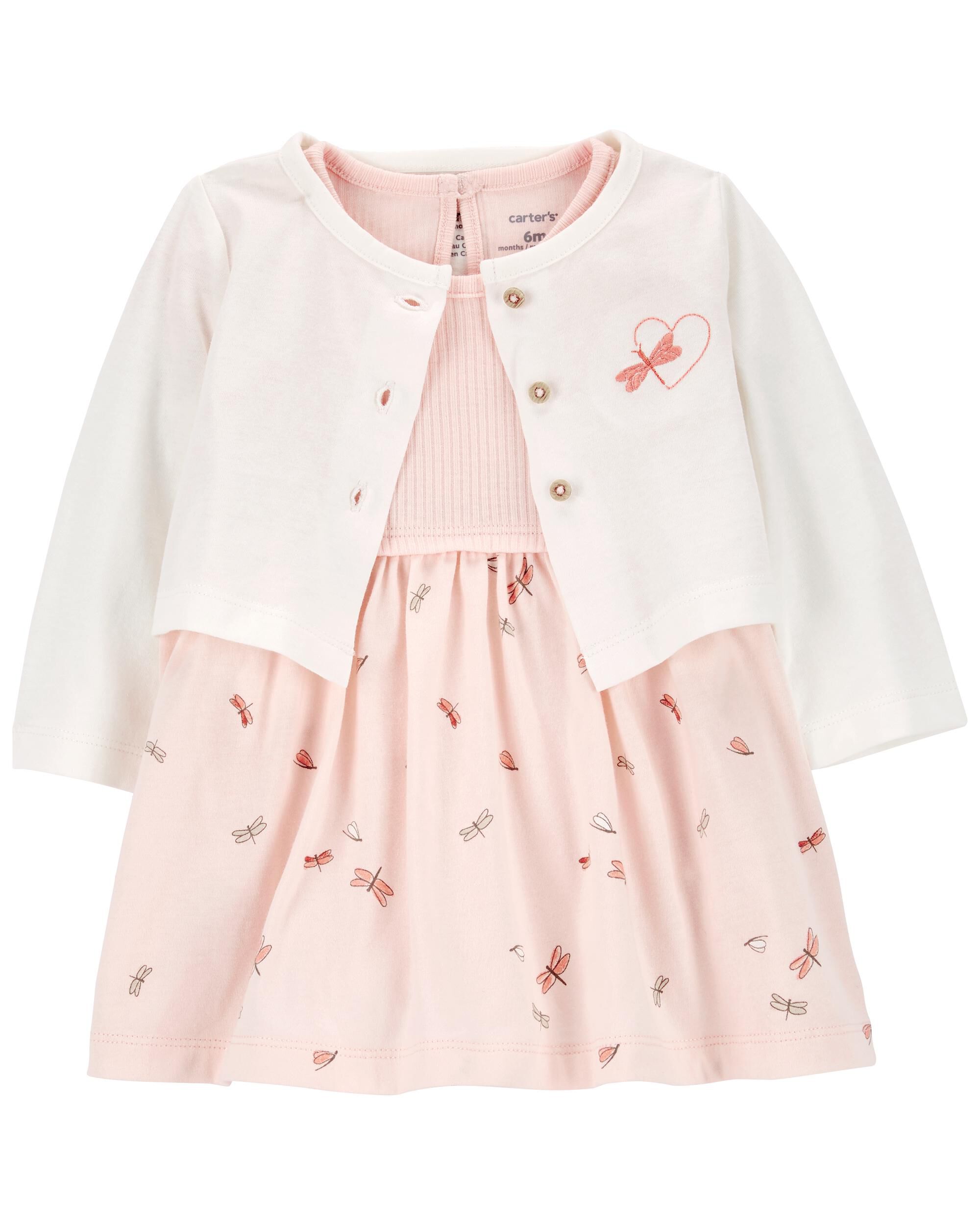 Baby girl dress and cardigan set top
