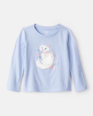 Toddler Girl Cat Long-Sleeve Graphic Tee - Blue, 