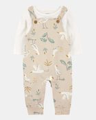Baby 2-Piece Bird Print Long-Sleeve Tee & Overall Set, image 1 of 5 slides