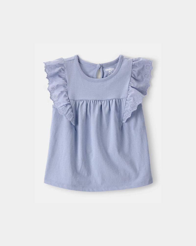 Toddler Girl Eyelet-Sleeve Top - Blue, image 1 of 3 slides
