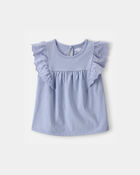 Toddler Girl Eyelet-Sleeve Top - Blue, image 1 of 3 slides