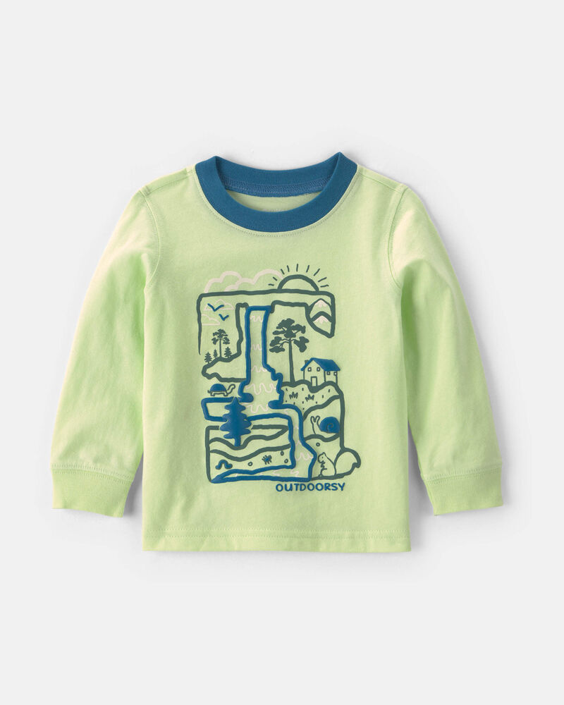 B&eacute;b&eacute; gar&ccedil;on - T-shirt &agrave; imprim&eacute; manches longues &laquo;Outdoorsy&raquo; - Vert, image 1 sur 3 diapositives