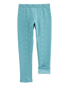 Girls Metallic Heart Cozy Fleece Leggings, image 3 of 5 slides