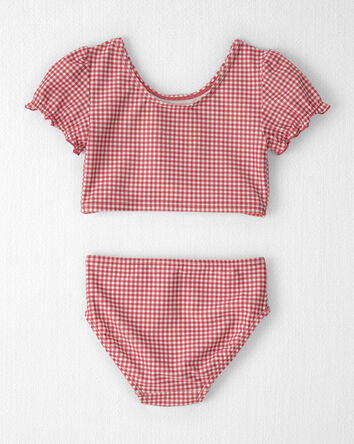 Toddler Girl 2-Piece Recycled Swimsuit Set in Red Gingham, 