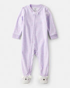 Toddler Girl Koala Fleece Loose Fit 1-Piece Pyjamas - Purple, image 1 of 4 slides