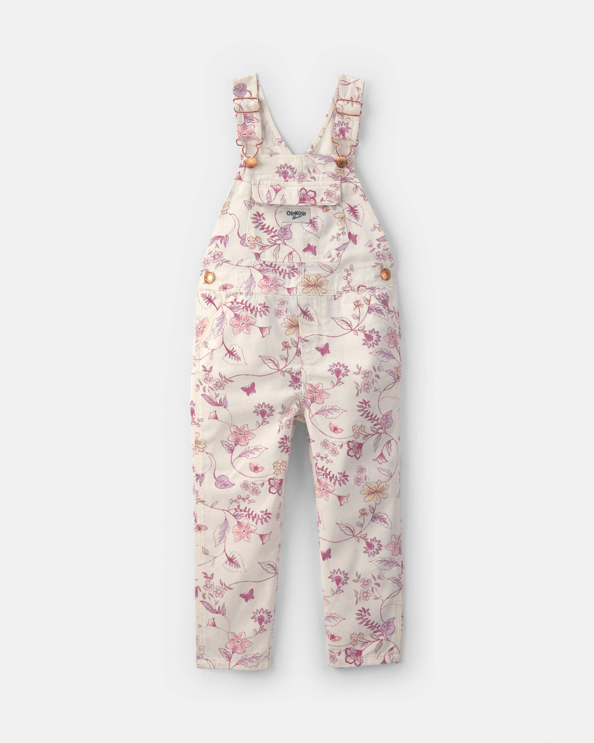 Toddler Girl Floral Overalls - Ivory | Carter's Oshkosh Canada