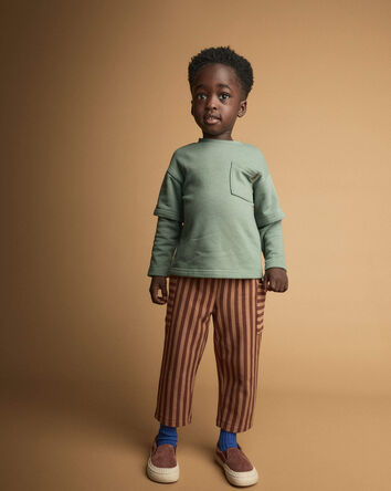 Toddler Long-Sleeve Layered Top - Olive, 