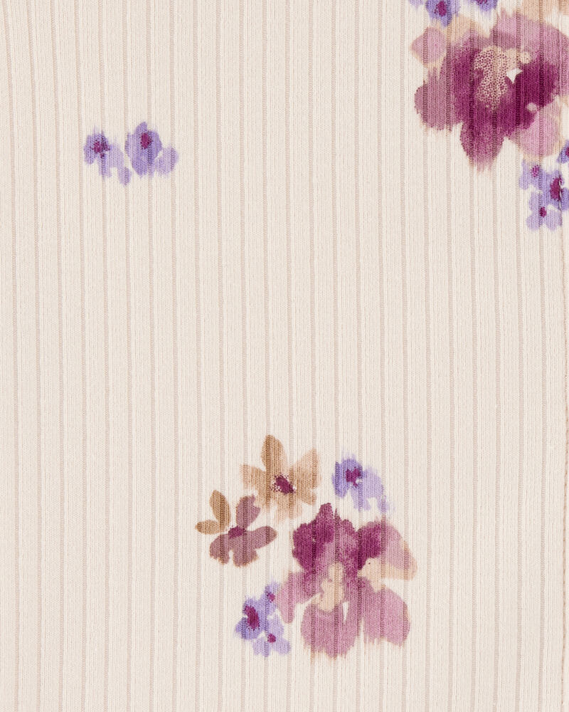 Kid Floral Print Button-Down Ribbed Vest, image 2 of 3 slides