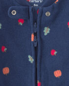 Baby Girl Fruit Fleece 2-Way Zip Sleeper - Blue, image 3 of 5 slides