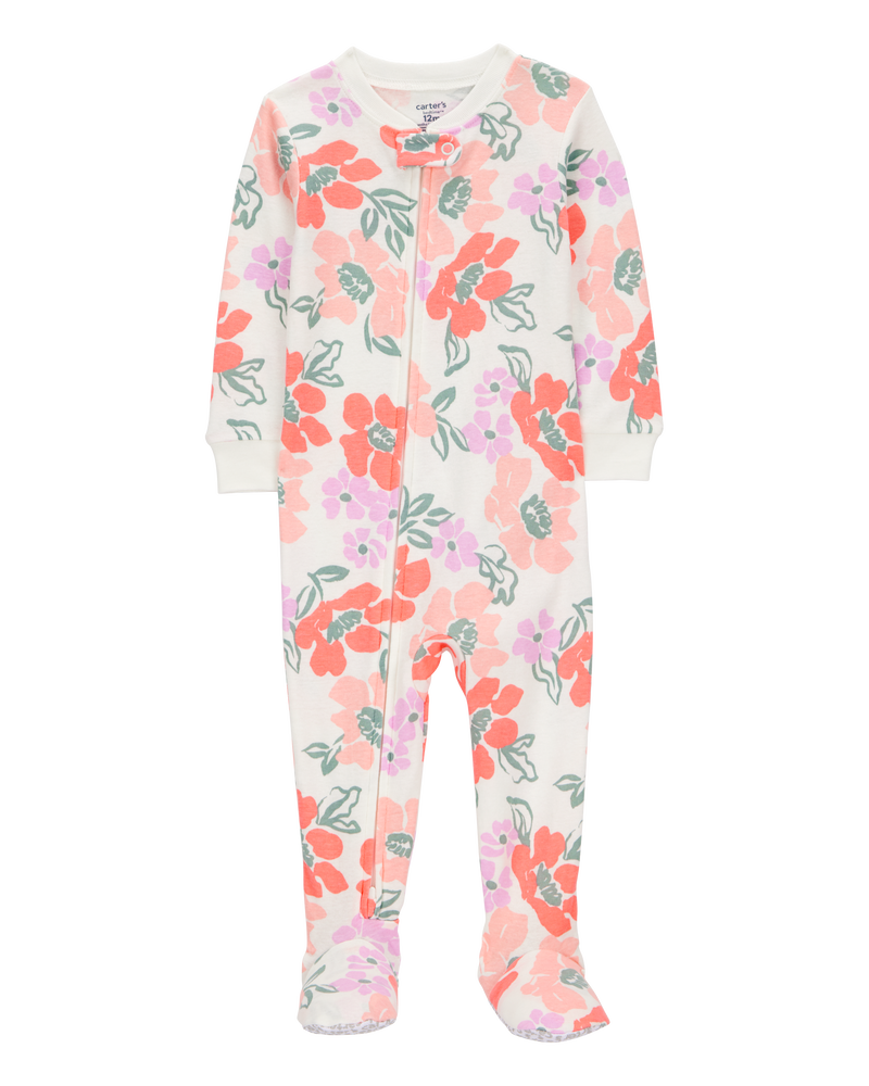 Baby 1-Piece Floral 100% Snug Fit Cotton Footie Pyjamas, image 1 of 3 slides