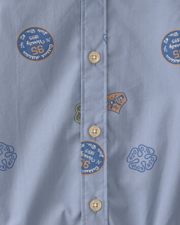 Baby Boy Patchwork Poplin Button-Down Bodysuit - Blue, 