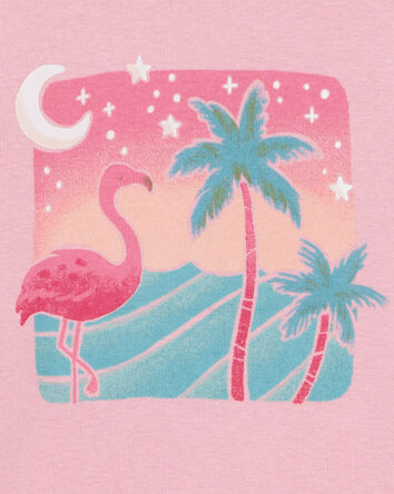 Toddler Flamingo Print Snug Fit Cotton 4-Piece Pyjamas, 
