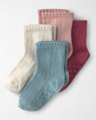 Toddler Girl 4-Pack No-Slip Ankle Socks Made with Organic Cotton, image 1 of 3 slides