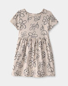 Tout-petit fille - Robe &agrave; manches courtes, fleurs et coccinelles - Brun, image 1 sur 3 diapositives