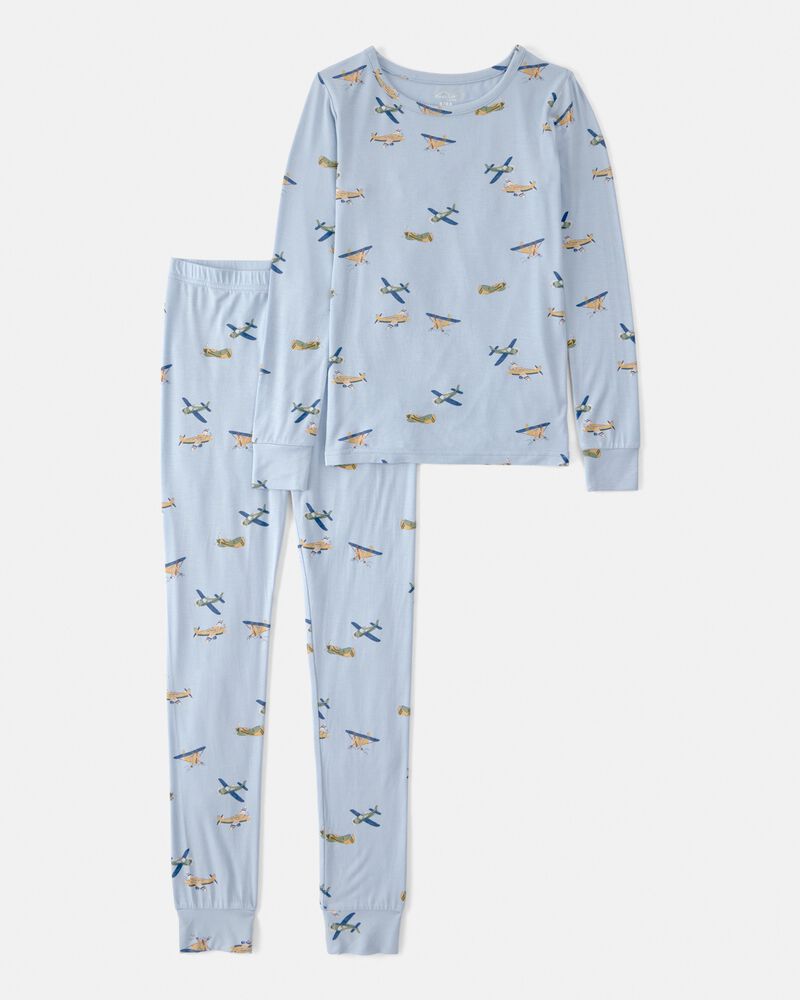 Gar&ccedil;ons - Ensemble 2 pi&egrave;ces pyjama PurelySoft &agrave; fermeture &agrave; glissi&egrave;re 2 sens, avion - Bleu, image 1 sur 5 diapositives